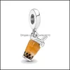 سحر 100 ٪ 925 الجنيه الاسترليني Sier Murano Glass Bubble Tea Dangle Tears تناسب سوار السحر الأوروبي الأصلي إكسسوارات المجوهرات DH9AW