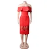 Ruffles Red Women Lady Cutouts 원피스 드레스 붕대 보디콘 섹시한 활주로 패션 슈퍼 스타 유명인 의상 드레스 stxc3323