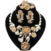 Luxusgold Farbe Blumenschmuck Set Frauen ￼bertreiben Halskette Ohrringe Armb￤nder Ring Dubai Afrikanische Hochzeiten Geschenke