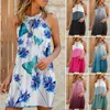 Casual Dresses Plus Size Stylish Butterfly Print Short Dress Breathable Summer Sleeveless For Party