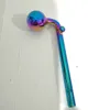 Colore di placcatura ad angolo retto Pipa da fumo Bruciatore a olio in vetro Pyrex Dot Accessori per mani Lunghezza 14 cm Per narghilè Gorgogliatore Bong d'acqua Strumenti