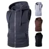 Gilets pour hommes Shujin Vest Hommes Mode Solide Sweats à capuche sans manches Cardigans Veste Automne Printemps Poches à glissière Mens Gilet Casual Gilet Tops 220915