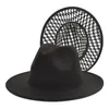Berets vrouwen zwarte stropdy dye brim fedora voelde panama hoeden klassieke riem gesp fascinator hoed casual wilde jazz