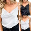 Débardeurs pour femmes femmes été soie Satin haut Camis Camisoles chemises à bretelles Sexy vert blanc débardeurs Femme vêtements dames