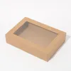 3 Storlek Stor Kraft Paper Box med Window Handmade Box smyckekakor Presentlådor Wedding Party Decoration LX5105