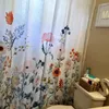 Shower Curtains Floral Curtain With 12 Hooks Watercolor Botanical Flowers Decorative Bath Modern Bathroom Accessories