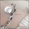 Bracelets porte-bonheur 925 Sterling Sier Coréen Amour Pendentif Bracelet Rétro Thai Chaîne Épaisse Lettre Ronde Femme Bijoux 2783 Q2 Drop Delive Dhehj