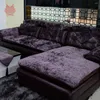 Stol täcker europeisk stil lila blå beige sammet soffa täckning plysch slipcovers möbler soffa fundas de capa para sp4429