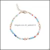 Enkelbanden mode colorf kristal kraal enkelen voor vrouwen op blote voeten sandalen voet anklet armband bohemia zomer strand charme sieraden cadeau 1 dhtiq