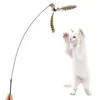 고양이 장난감 연주 깃털 티저 완드 대화식 30 인치 스틸 와이어 360 ° 운동을 위해 회전