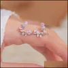 Charme Exquis Feuilles Cercle Boucles D'oreilles Pour Les Femmes Brillant Strass Charme Cristal Papillon Fleur Boucle D'oreille De Mariage Anniversaire Jewelr Dhpsi