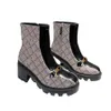 Kadın Botlar Tasarımcı Yüksek Topuk Ayak Bileği Boot Gerçek Ayakkabı Moda Kış Sonbahar Martin Kovboy Deri Kapitone Dantal Kış Ayakkabı Kauçuk Lug Sole