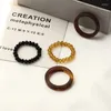 Cluster Rings 4pcs/set Acyrlic Ring Set Brown Series Resin Beaded Elastic Bridal Engagement Anillos Women Finger Jewelry