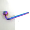 Plating Color right angle Smoking Pipe Pyrex Glass Oil Burner Dot Hand Accessories Length 14cm For Hookahs Bubbler Water Bongs Tools