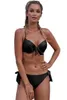 Costume da bagno da donna Solido Nero/Rosa/Verde Bikini push-up con lacci Donna Estate Sexy Halter Neck Stile push-up Gli archi laterali possono essere regolati