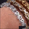 Link Chain Wholesale 5Mm 316L Titanium Steel Gold Chain Bracelet Fashion Cool Mens Jewelry Christmas Brsee Pics Father Gift Drop Del Dhey8