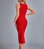 Rouge femmes dame licou une pièce robes d'été fête de mariage boîte de nuit tenues sexy 3620
