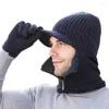 Beretten 1 set fleece voering handschoenen colorfast hoeden mannen winter gebreide gezicht deksel beanies