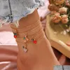 anklets 4pcs/set women ankletsチェーンフルーツパターンビーチベアフットサンダルチェーンレッグブレスレットフットブレスレットアンクルジュエリー508 T2ドロップDHVWD