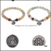 Brins de perles 8 mm mat Amazonite pierre brin bracelet yoga chakra mala om lotus femmes hommes perles bracelets de charme bijoux faits à la main Dhclw