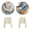 Women's Knits Tees Spring Korean Women Sweater Small Flower Embroidery Knitted Coat Loose Retro V-neck Cute White Sweater Cardigan Blouse Top 220915