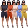 Dames tracksuits dames mode solide tweedelige gewatteerde schouder mouwloos t -shirt en magere motorrijders shorts zomer casual loungewear