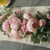 Décorations de Noël Couronne artificielle Porte Seuil Fleur DIY Mariage Maison Salon Fête Pendentif Décoration Murale Guirlande Cadeau Rose Pivoine 220914