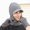 Berets 1 Set Fleece Linting Gloves Color Pastast Hats Men Winter вязаная крышка лица шапочки