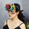 Feestbenodigdheden lolita bloemen oogmasker meisjes venetiaanse maskerade maskers gotische schapenhoorn voor vrouwen