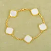 Designer de luxe 4 / Clover Charm Bracelet Bracelet Chain Gold Onyx Shell Women and Girls Wedding Mother's Mother's Bielry Gifts for Women-A Womens