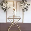 Decorazione della festa Luxury Fashion Outdoor Lawn Wedding Arch Shiny Gold Frame Colonna Plinth Stand Flowers Deprissi