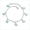 Enklets Fashion Luminous Pentagram Star Ankle Heart Charm Blacelet Ankjes Sandaal Sexy Beach Leg Chain For Women Summer Sieraden 419 D DHXMO