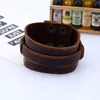 Punk Wide Drawing Leather Bangle Cuff Multilayer Wrap -knapp Justerbar armband Handband för män Kvinnor Fashion Jewelry