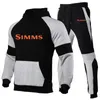 Mens Tracksuits Simms Fishing Mens Long Sleeves Patchwork Tracksuit Hoodies Sweatshirt Tops Pants Sports High Street Two Pieces Suits 220915