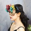 Partyzubehör Lolita Blumen Augenmaske Mädchen Venezianische Maskerademasken Gothic Schafhorn für Frauen