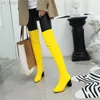 Boots Fashion Over the Knee Boots Women Orange Red Yellow Green Patent Thigh High Boots Square High Heels Party Shoes Lady Plus Size L220915