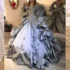 Fantasy Princess Gothic Quinceanera Dresses with Long Sleeves Off the Shoulder Lace-up corset Hallowmas Prom Party Gown vestidos de 15 ano