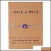 Straski z koralikami Blue Eye Bransoletka MTI Kolor Strande Rope Make a Wish Card Biżuter Breaks Bransoletki Regulowane kobiety mężczyźni Chai dhcry