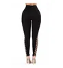 Women's Pants Capris lady punk fashion black cross bandage leggings women skinny pencil pants side stripe party club disco pant 220915