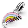 Чары 100% 925 стерлинг Sier Colourf Rainbow Dangle Charm Fit Оригинальный европейский браслет модные ювелирные аксессуары Drop Delive 2 Dhakj