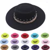 Bérets Hiver Femmes Simple Porkpie Chapeau Laine Feutre Jazz Fedora Chapeaux Hommes Large Bord Panama Trilby Cap Automne