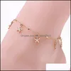 Wonlife Gussy Gros Élégant Rose-Or Petite Étoile De Mer Dames Chaîne Cheville Bracelet Pieds Nus Sandale Plage Pied Bijoux Pour Dhc4Q