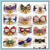 Dog Collars Leashes Pet Dog Tie Bow Teddy Bowknot Cat Bell Collar Jewelry Handsome Gentleman Adjustable Cute Fashion Drop Delivery 2 Dhth1