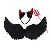 Party Decoration 1Set/Lot Party Decorations Children Cosplay Angel Wings Devil Black Wing with Hairband och Fairy Stick för Halloween Props 220915