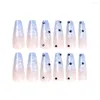 False Nails 24PCS Long Heart Rhinestone Fingernail Sticker Reusable For Women Girls Easy To Wear Manicure Press On C66