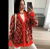 Maglioni da donna lavorati a maglia leopardati coreani con scollo a V, stampa spessa, cardigan, cappotto, bottoni larghi, capispalla