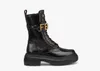 2022 New Graphy Martin Boots Black open brim beaded leather fabric with gold metal accessories eyelets zipper fashionable avant-garde 35-42 size belt box