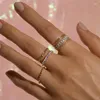 Кластерные кольца кольцо золотой цепочки с блокновым цирконом камень для женщин модные украшения свадьба.