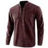 Männer T-shirts Frühling Herbst Vintage Stehkragen Einfarbig Langarm Kausalen Mode Baumwolle ops ees s Kleidung 220916