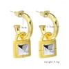 Hoop Earrings Jewelry Women's Triangle C-shaped Lock Christmas Gift Earring Real Fashion Stylish